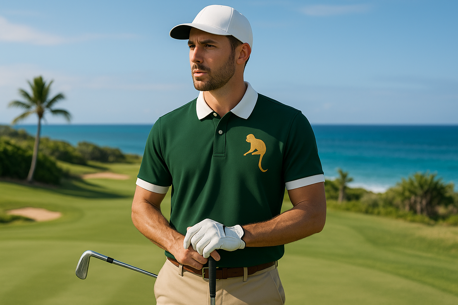 Premium Golf Polo - Forest Green with White Details